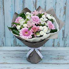 Букет цветов из:  Герберы, Альстромерии и Хризантемы #REPLACE_PRED# Середниково