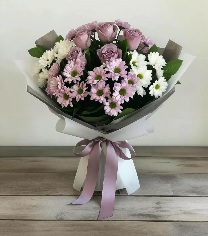 Букет цветов из: Хризантемы и Розы в Середниково