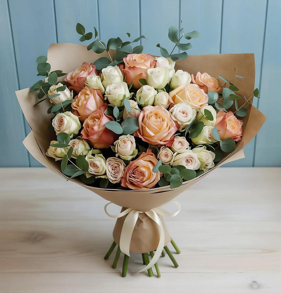 Букет цветов из: Альстромерии и Розы в Середниково