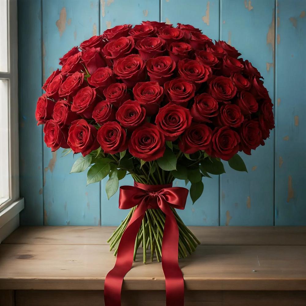 Букет Красные розы Блэк Меджик в Середниково