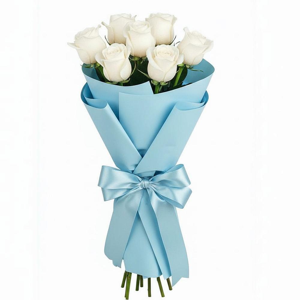 Букет 7 белых роз Проуд в Середниково