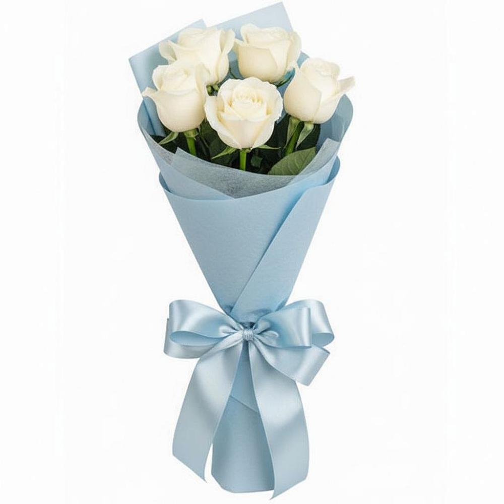 Букет 5 Белых роз Проуд в Середниково