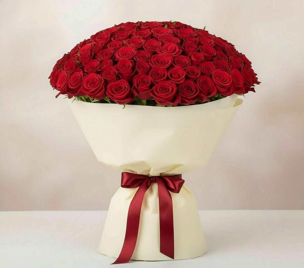 Букет 101 Красная роза Милано в Середниково