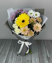 Букет цветов из:  Розы, Герберы и Хризантемы #REPLACE_PRED# Середниково