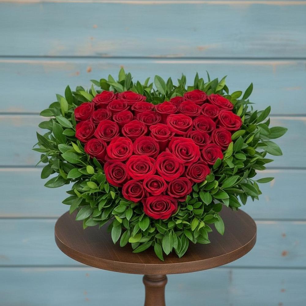 Цветочная композиция из Розы в виде сердца в Середниково