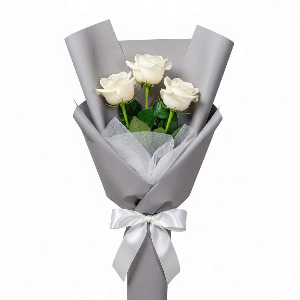 Букет 3 белые розы в Середниково