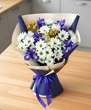 Букет цветов из:  Розы, Ирисы и Хризантемы #REPLACE_PRED# Середниково