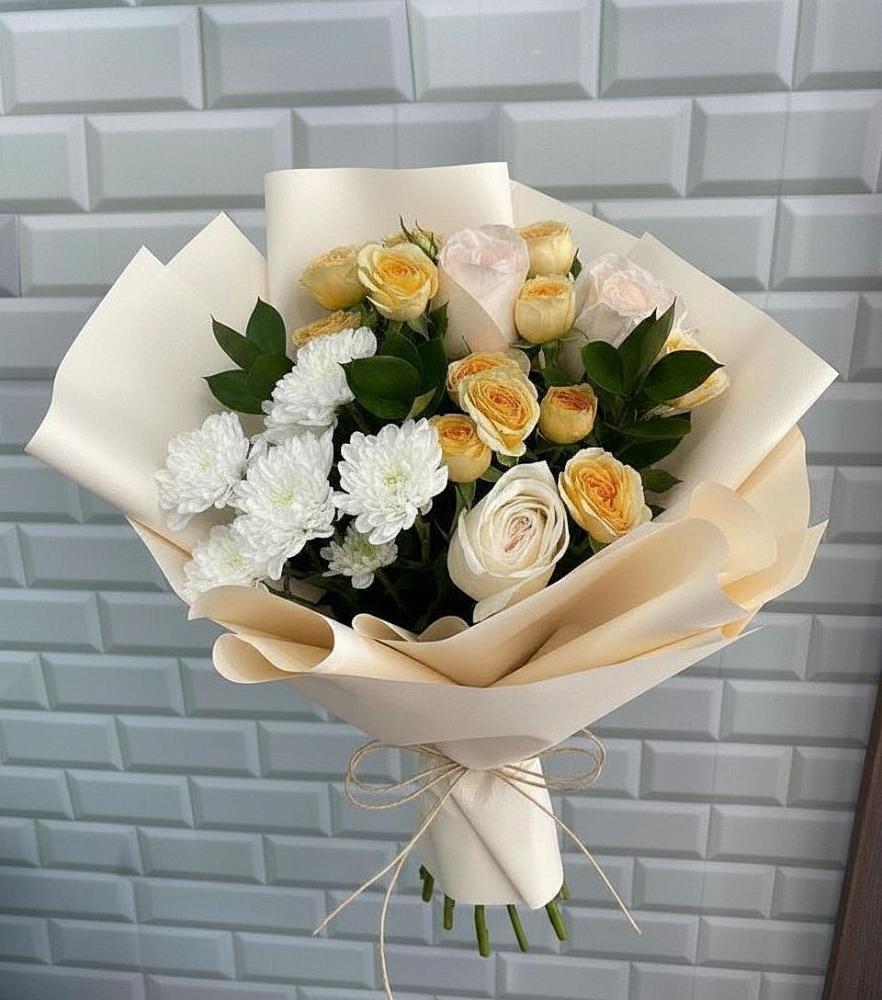 Букет цветов из: Розы и Хризантемы в Середниково