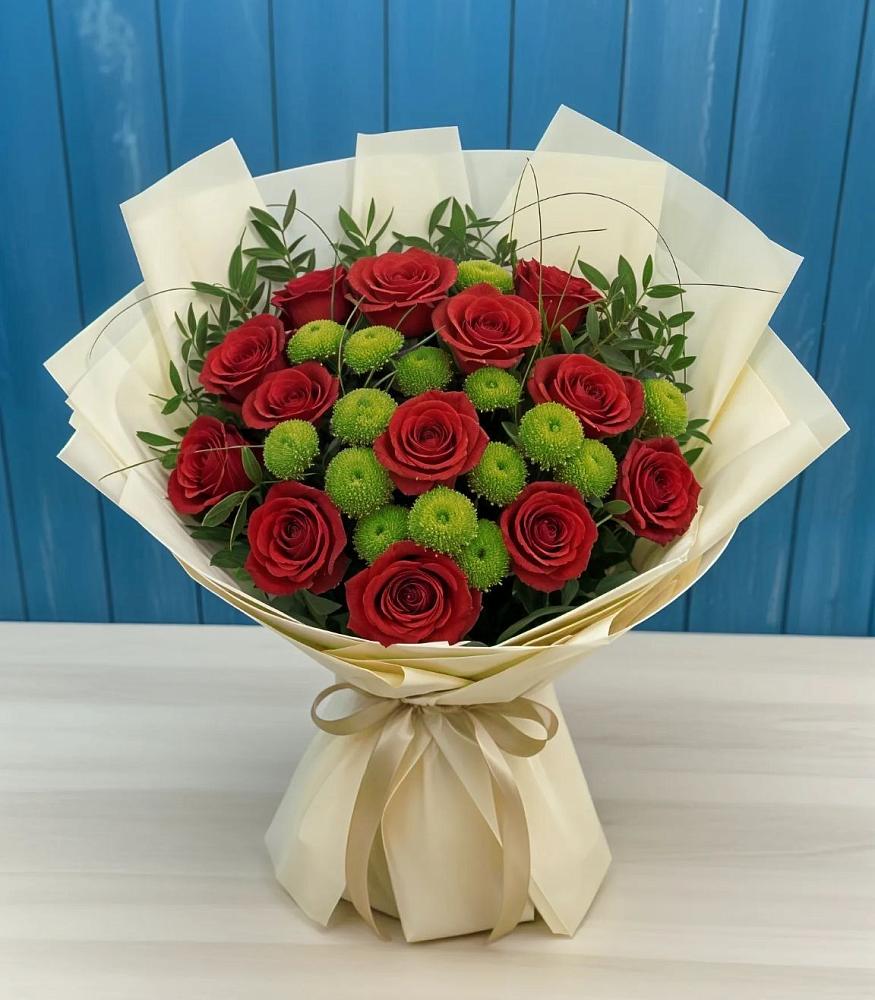 Букет цветов из: Розы и Хризантемы в Середниково