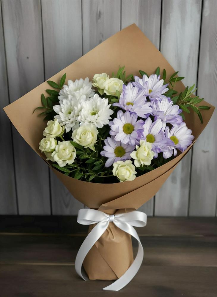 Букет цветов из: Хризантемы и Розы в Середниково